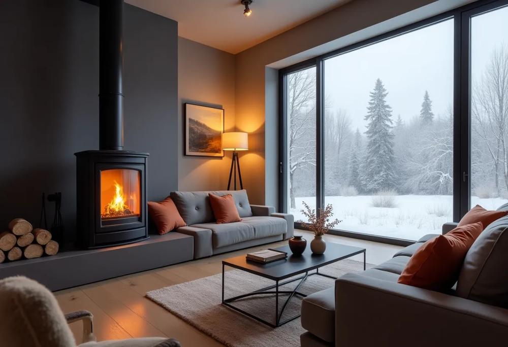 modern fireplace