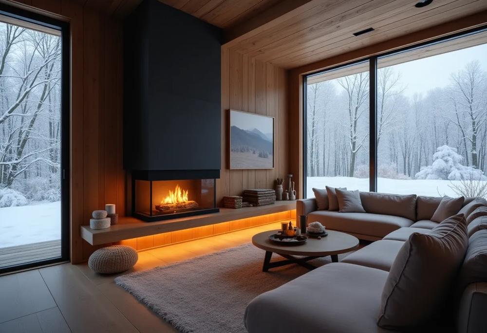 modern fireplace